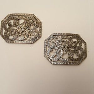Vintage Silver Tone Filigree Shoe Clips